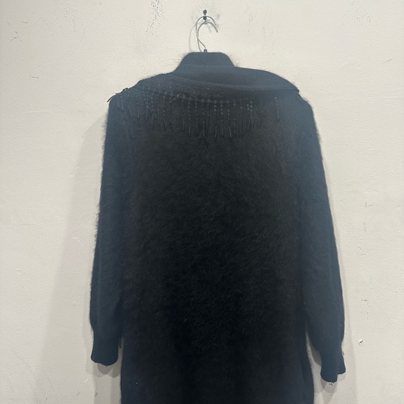 Venesha Angora Vintage Coat black built in lace scarf soft medium oversized - Picture 8 of 13